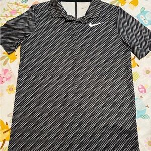Nike Black and White Striped Polo Shirt